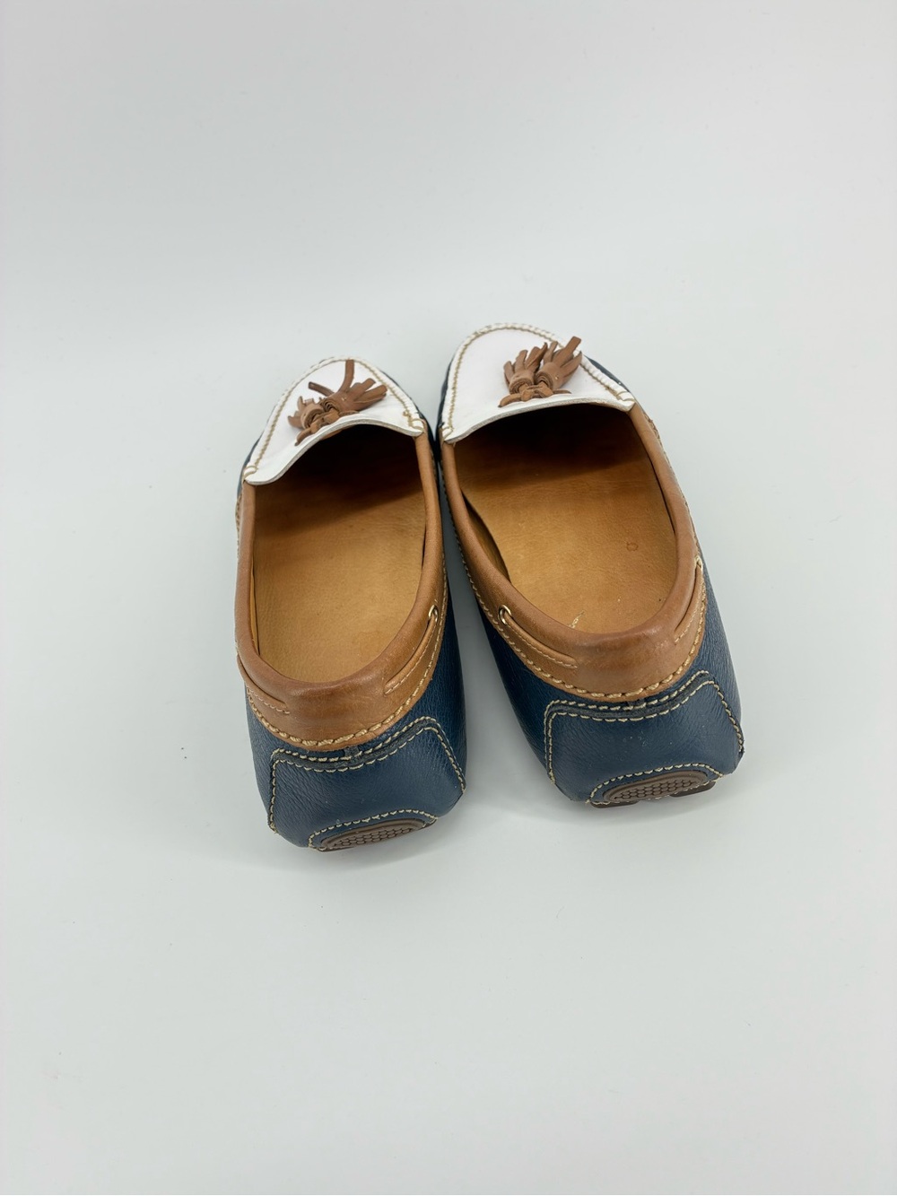 Peter Millar White, Navy & Brown Tassel Loafers - Women - Picture 4 of 8